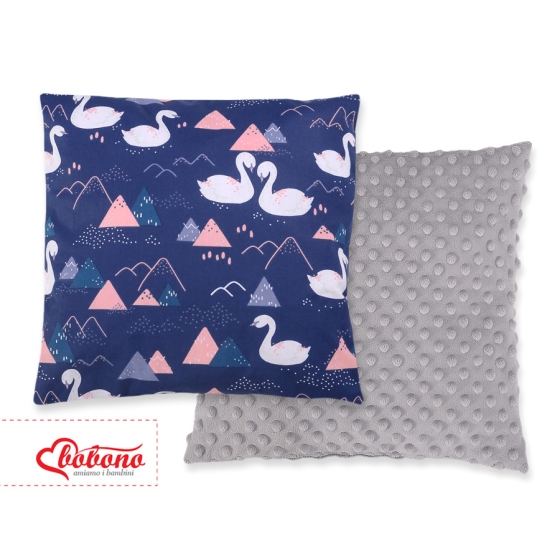 Doublesided Baby - Rest Decorative Pillow - Swans navy blue