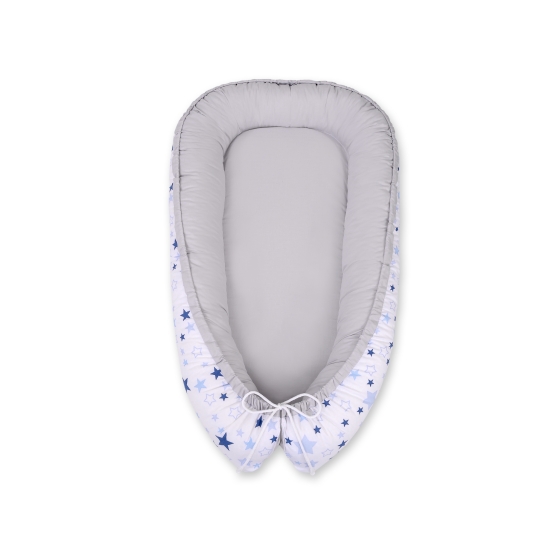 Doublesided Babynest- blue stars/gray