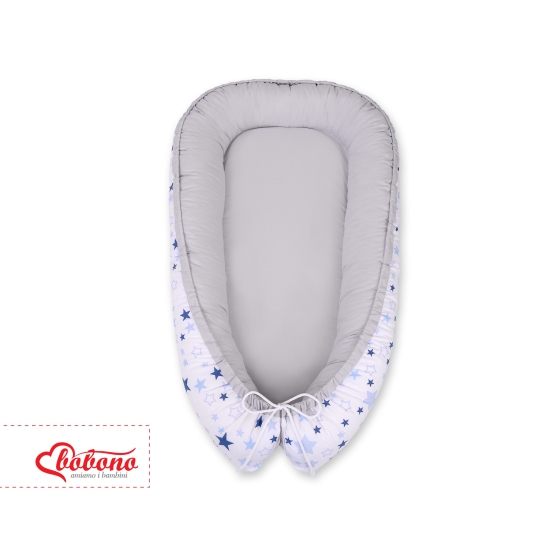Doublesided Babynest- blue stars/gray