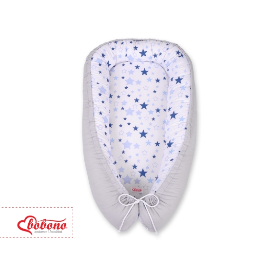 Doublesided Babynest- blue stars/gray