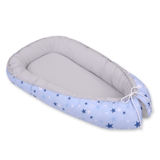 Doublesided Babynest- blue stars/gray