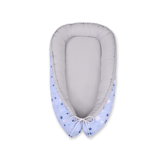 Doublesided Babynest- blue stars/gray