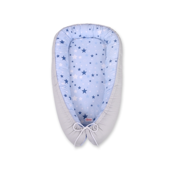 Doublesided Babynest- blue stars/gray