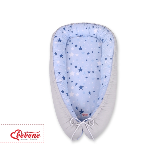 Doublesided Babynest- blue stars/gray