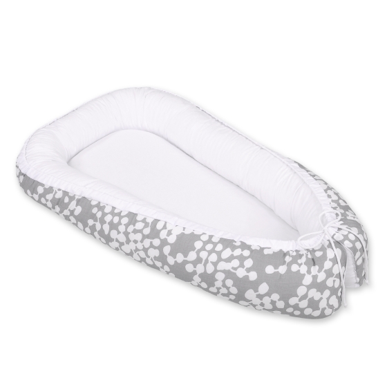 Doublesided Babynest- bubbles gray/white