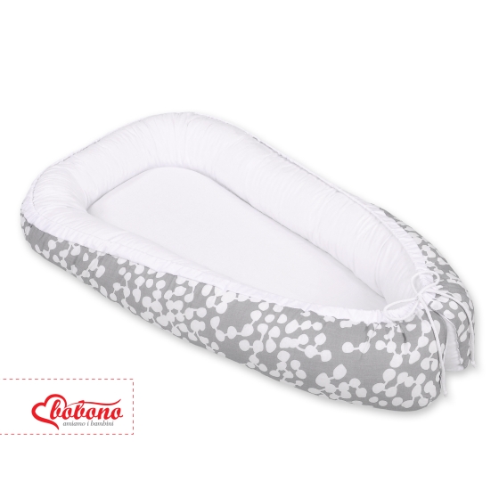 Doublesided Babynest- bubbles gray/white
