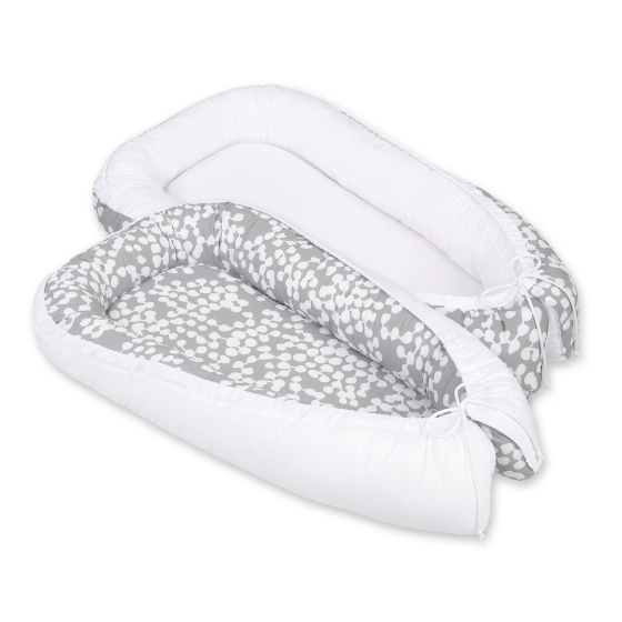 Doublesided Babynest- bubbles gray/white