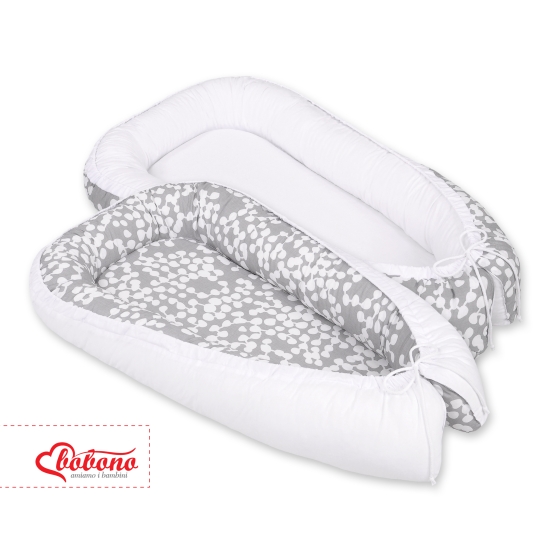 Doublesided Babynest- bubbles gray/white