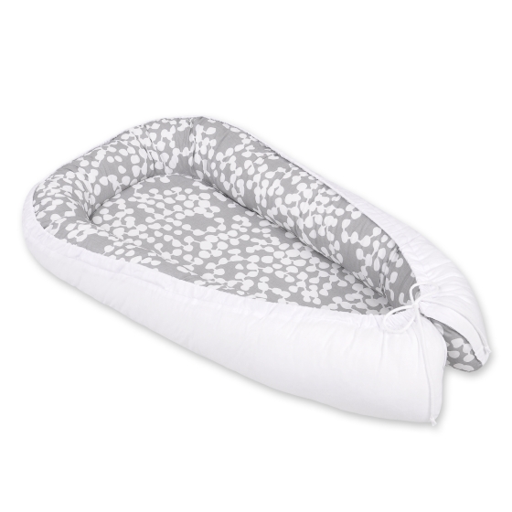 Doublesided Babynest- bubbles gray/white