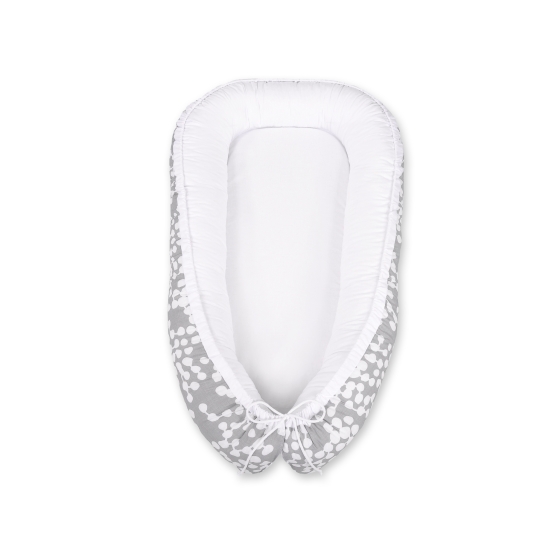 Doublesided Babynest- bubbles gray/white