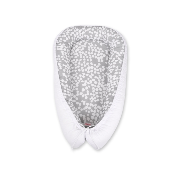 Doublesided Babynest- bubbles gray/white