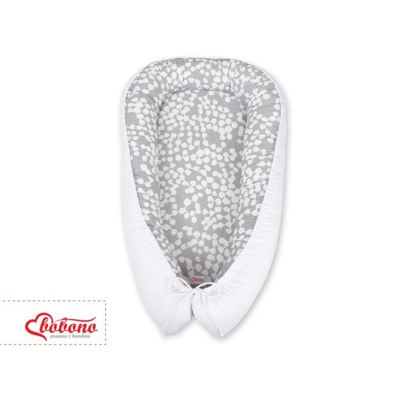 Doublesided Babynest- bubbles gray/white