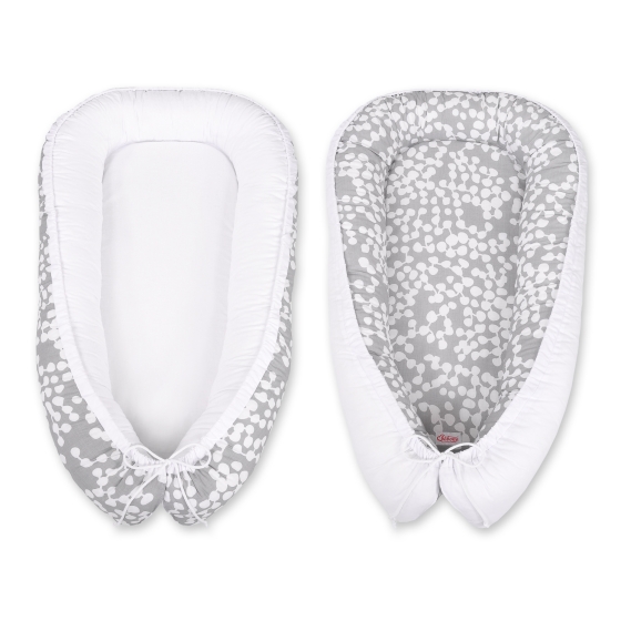 Doublesided Babynest- bubbles gray/white