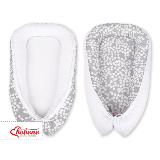 Doublesided Babynest- bubbles gray/white