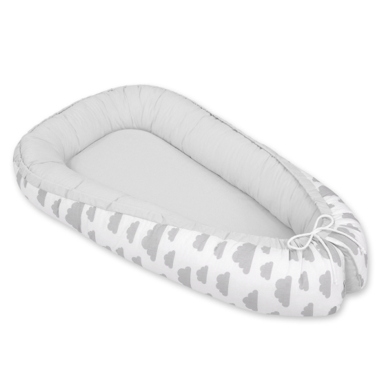 Doublesided Babynest- clouds gray/gray