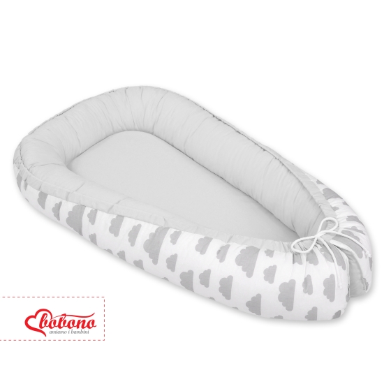 Doublesided Babynest- clouds gray/gray