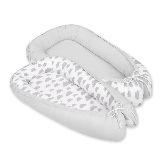 Doublesided Babynest- clouds gray/gray