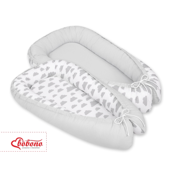 Doublesided Babynest- clouds gray/gray
