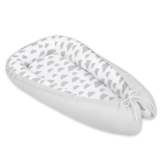 Doublesided Babynest- clouds gray/gray