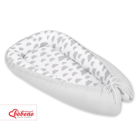 Doublesided Babynest- clouds gray/gray