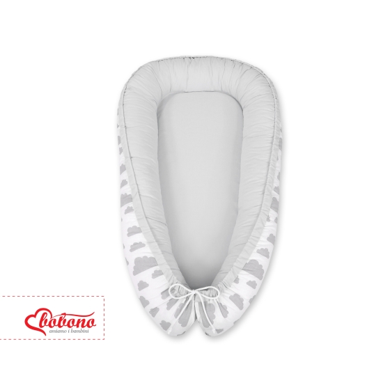 Doublesided Babynest- clouds gray/gray