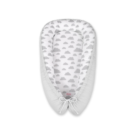 Doublesided Babynest- clouds gray/gray