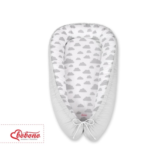 Doublesided Babynest- clouds gray/gray