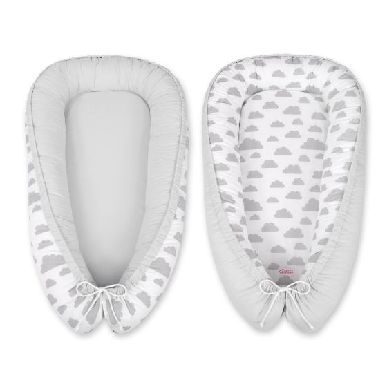 Doublesided Babynest- clouds gray/gray