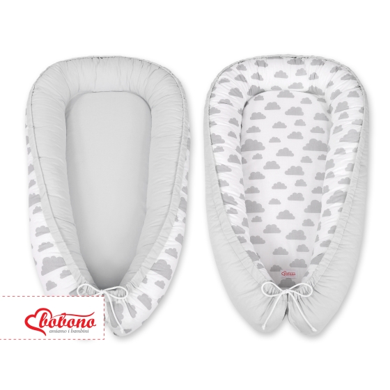 Doublesided Babynest- clouds gray/gray