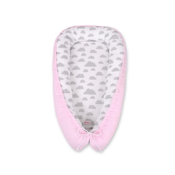 Doublesided Babynest- clouds gray/pink