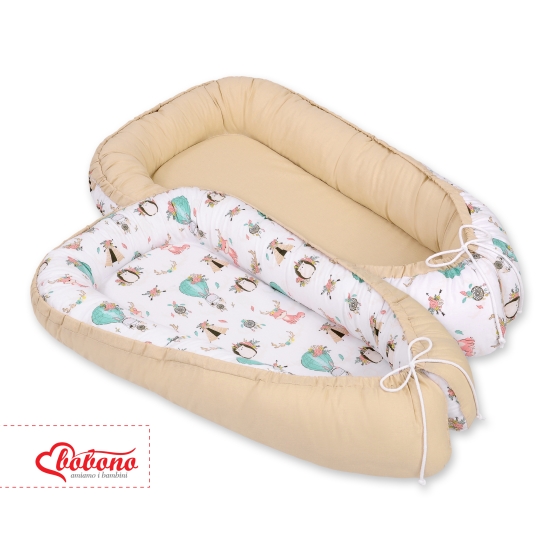 Doublesided Babynest- foxes beige/beige