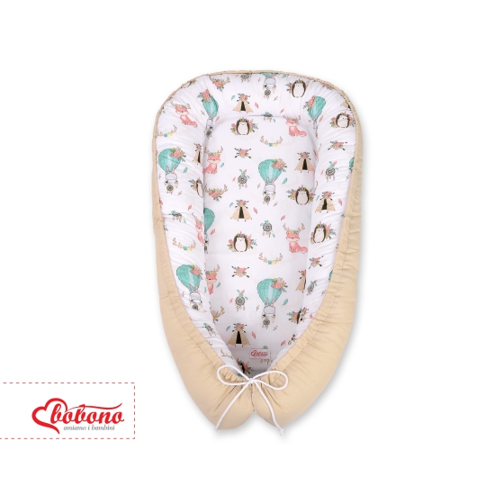Doublesided Babynest- foxes beige/beige