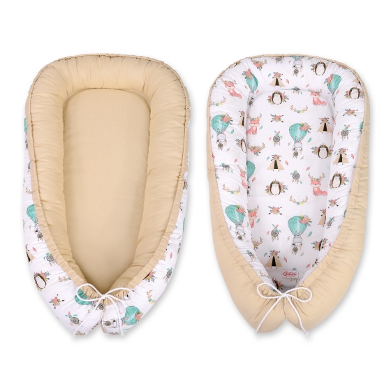 Doublesided Babynest- foxes beige/beige