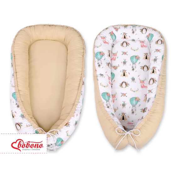Doublesided Babynest- foxes beige/beige