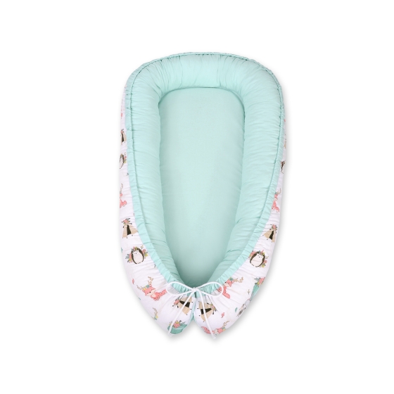 Doublesided Babynest- foxes beige/mint