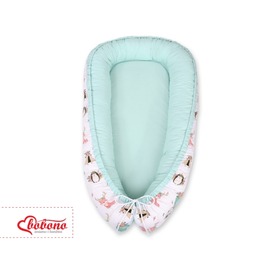 Doublesided Babynest- foxes beige/mint