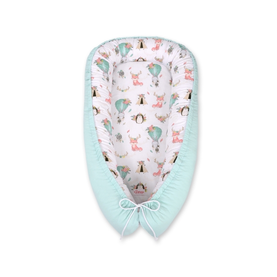 Doublesided Babynest- foxes beige/mint