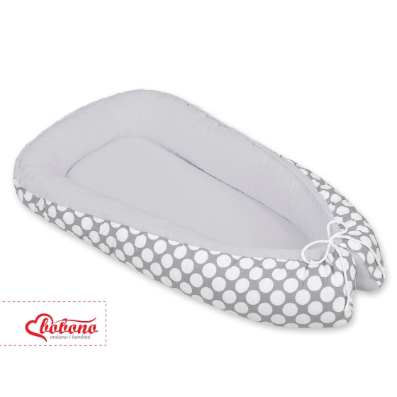 Doublesided Babynest- Gray with white dots/gray