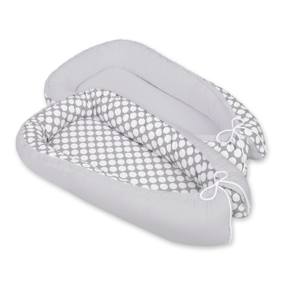 Doublesided Babynest- Gray with white dots/gray
