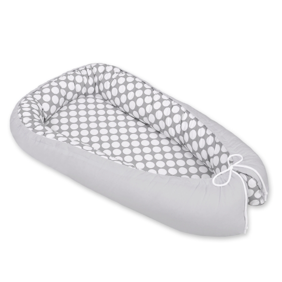 Doublesided Babynest- Gray with white dots/gray