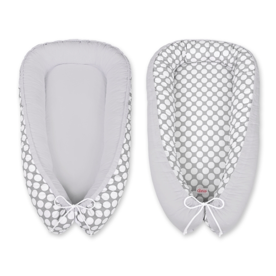 Doublesided Babynest- Gray with white dots/gray