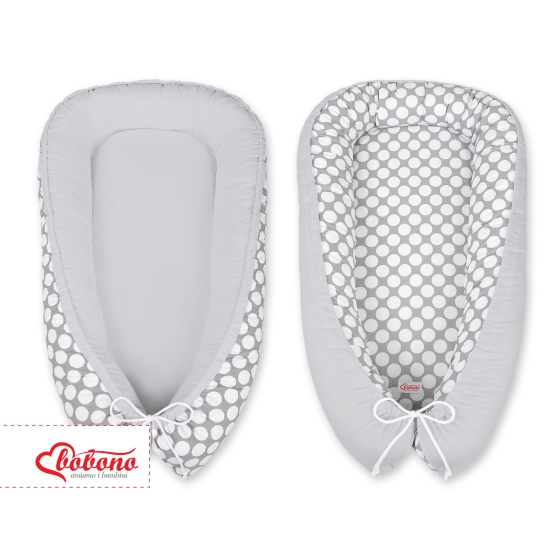 Doublesided Babynest- Gray with white dots/gray