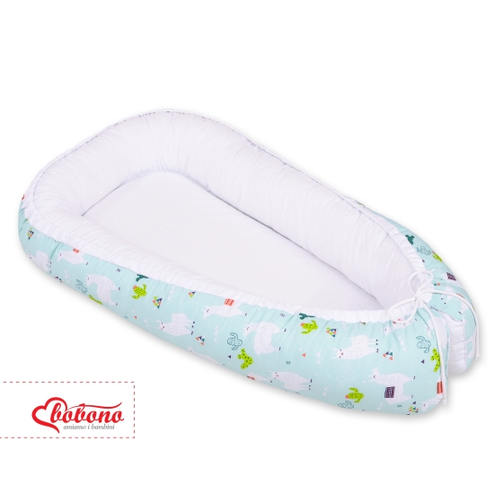 Doublesided Babynest- lama mint/white