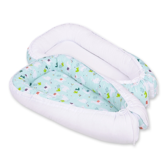 Doublesided Babynest- lama mint/white