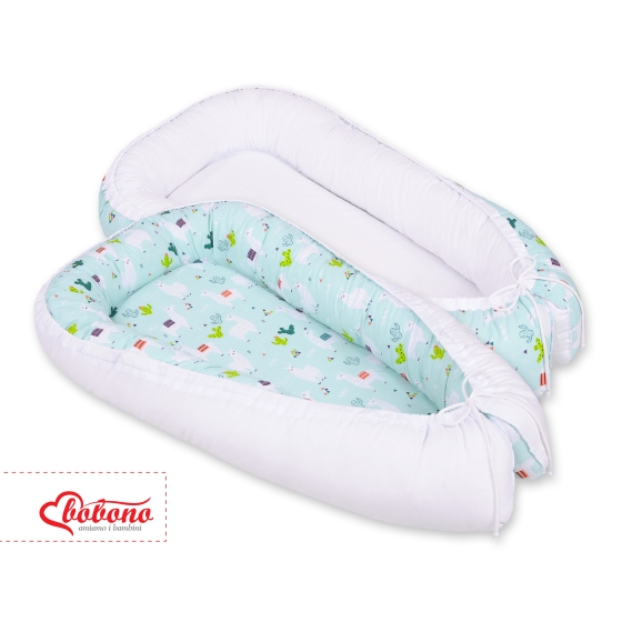 Doublesided Babynest- lama mint/white