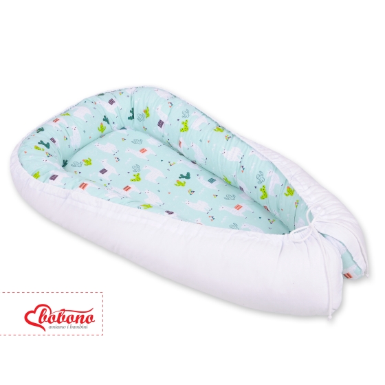 Doublesided Babynest- lama mint/white