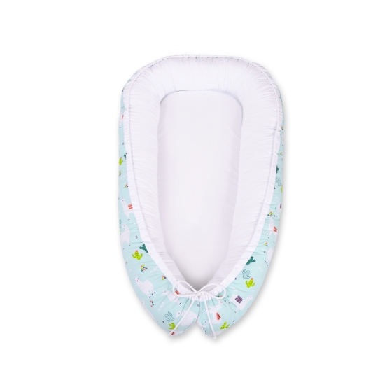 Doublesided Babynest- lama mint/white