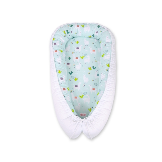 Doublesided Babynest- lama mint/white
