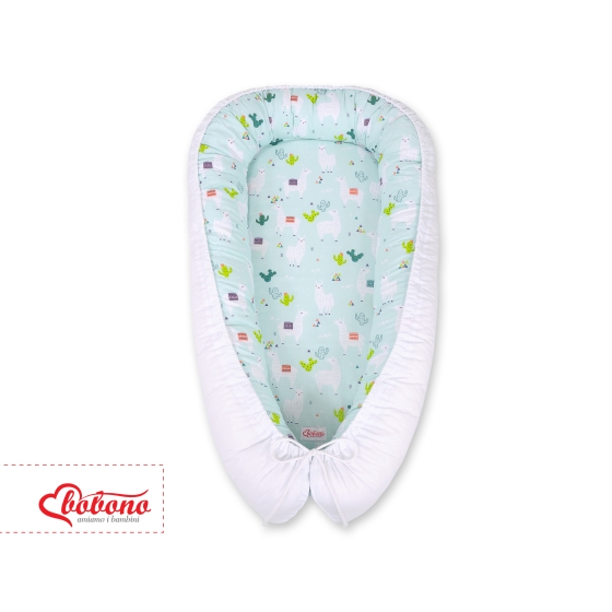 Doublesided Babynest- lama mint/white