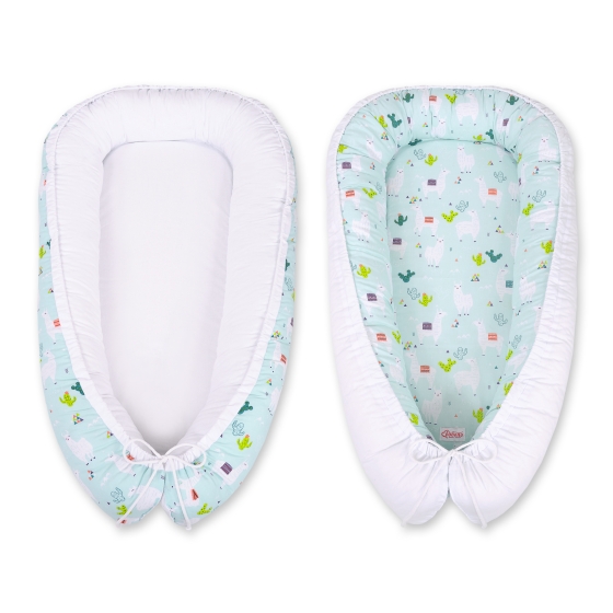 Doublesided Babynest- lama mint/white